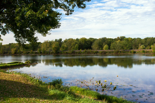View of Minnesota across the Mississippi River from the Great River Road in Wisconsin