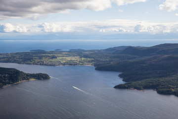 Sechelt Inlet, Sunshine Coast, BC, Canada. Viewed from an Aerial Perspective.