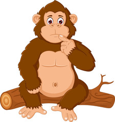 funny orangutan cartoon sitting confusion © jihane37