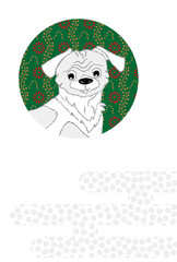 犬のシンプルな和風ポストカード　縦型