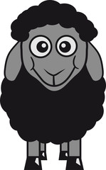 verlierer böse schwarzes versager erfolglos different grinsen stehend glücklich lustig klein süß niedlich comic cartoon schaf ziege wolle bauer bock cool