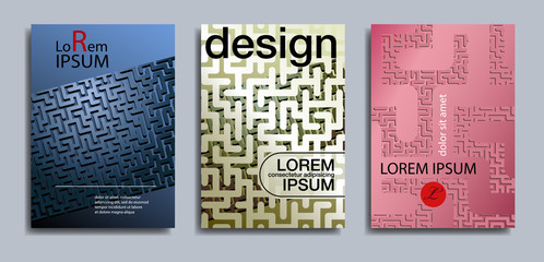 A set of minimal cover designs. Templates with geometric abstract patterns for books, brochures, posters etc. Eps10 vector.