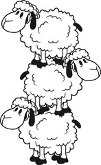turm artisten kunststück zitkus glücklich lustig klein süß niedlich comic cartoon schaf ziege wolle bauer bock müde cool