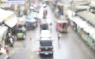 Blurry Road Waroros Market in Thailand