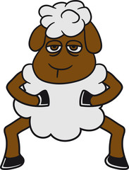 traurig gelangweilt müde lamm baby lustig klein süß niedlich comic cartoon schaf ziege wolle bauer bock müde cool