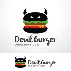Devil Burger Logo Template Design Vector, Emblem, Design Concept, Creative Symbol, Icon