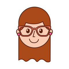 cartoon happy young girl with glasses teacher day