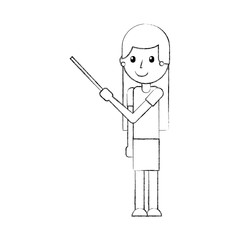 cartoon teacher with pointer standing