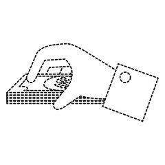 hand human with bills money isolated icon