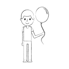 school young boy with balloon celebration teacher day