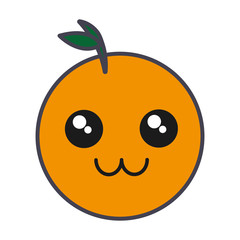 kawaii orange fruit icon over white background vector illustration