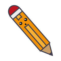 kawaii pencil utensil  icon over white background vector illustration