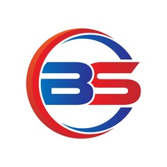 bs logo vector modern initial swoosh circle blue and red