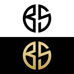 bs initial logo circle shape vector black and gold