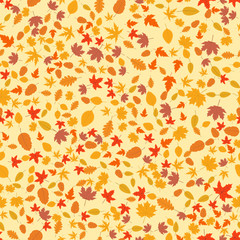 Seamless autumn pattern with leaves. Vector background