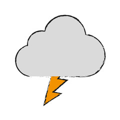 cloud and thunder icon over white background vector illustration