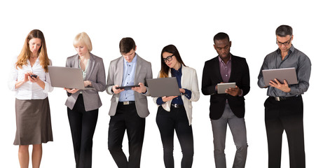 Obraz premium Group Of Business People Using Electronic Devices
