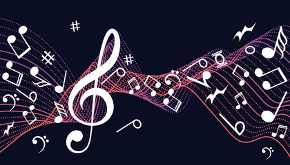 Obraz premium Notenschlüssel Noten Musik. Abstract musical background with notes. Music design.