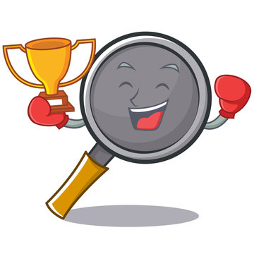 Boxing winner frying pan cartoon character