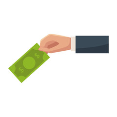 Hand with Money billet isolated icon vector illustration graphic design