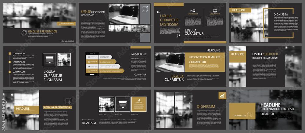 Canvas Prints black gold presentation templates and infographics elements background. use for business annual repo