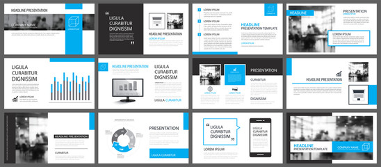 Fototapeta na wymiar Blue presentation templates and infographics elements background. Use for business annual report, flyer, corporate marketing, leaflet, advertising, brochure, modern style.