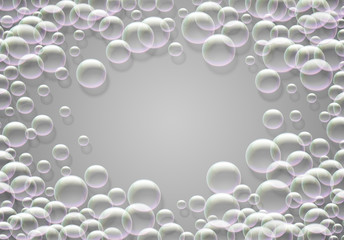 Soap bubbles abstract background with rainbow colored airy foam