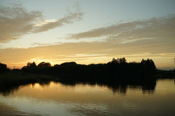 ため池の夕景