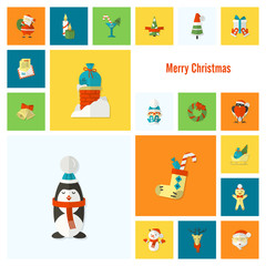 Naklejka premium Christmas and Winter Icons Collection