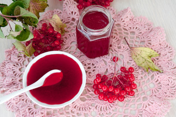 Still life: a jar of jelly from the viburnum