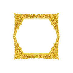 old decorative gold frame - handmade, engraved - isolated on white background