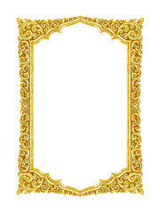 old decorative gold frame - handmade, engraved - isolated on white background