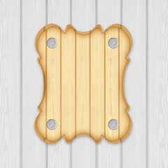 wooden sign board frame on wooden planks background
