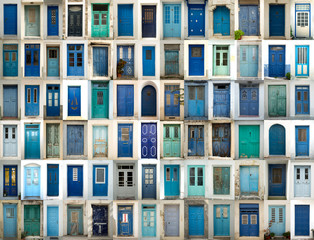 Collage of blue doors