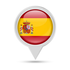 Spain Flag Round Pin Vector Icon