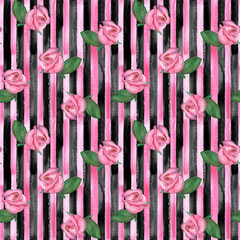 Pink rose buds seamless pattern