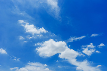 Blue sky background with white fluffy clouds