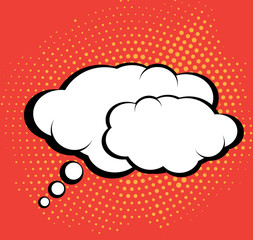 Dialogue Bubble in Pop Art Comics Style with Halftone Texture.