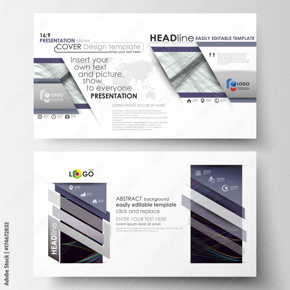 Poster business templates in hd format for presentation slides. easy editable layouts in flat style, vector