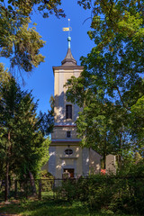 Turm der Dorfkirche Berlin-Heiligensee (Ansicht von Westen)