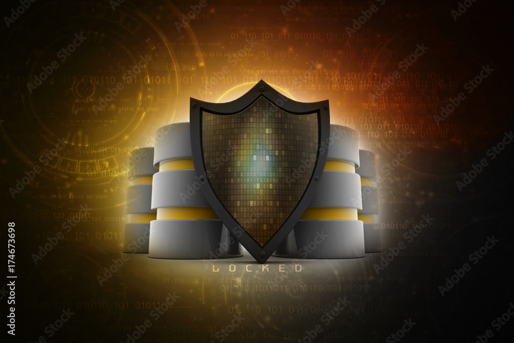 Poster 3d rendering database storage network concept
