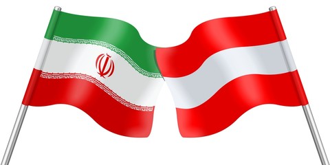 Flags. Iran and Austria