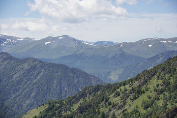 Fototapeta na wymiar Green hills mountains landscape. Altai summer nature;