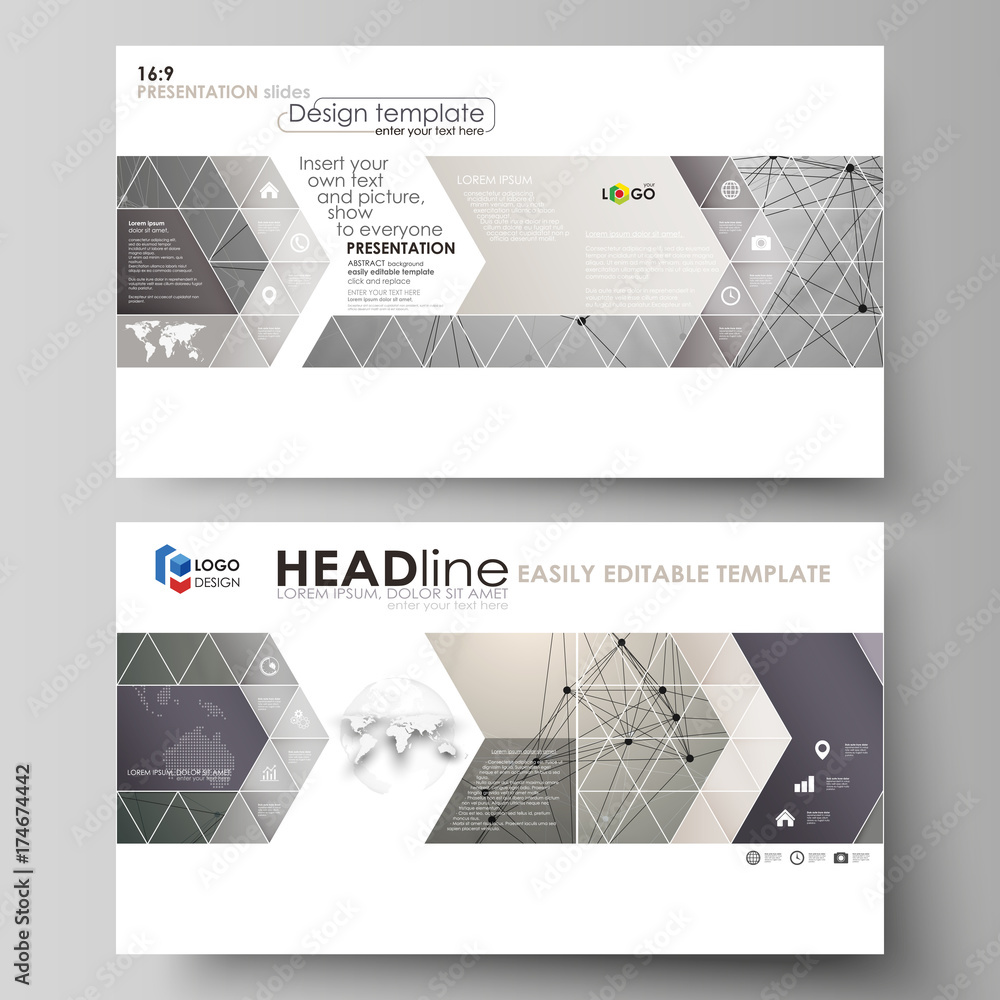 Poster business templates in hd format for presentation slides. easy editable abstract vector layouts in fl