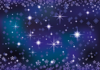 Night sky and snowflakes.