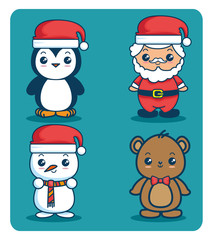 merry christmas kawaii concept