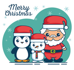 merry christmas kawaii concept