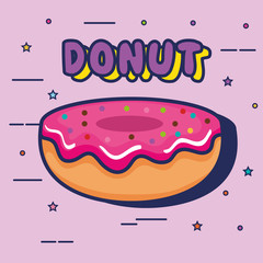 sweet donut pop art style vector illustration design