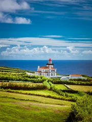 Fotobehang Beautiful view over Lighthouse Farol da Ponta da Ferraria in Sao Miguel Island Azores Portugal © Evgeni
