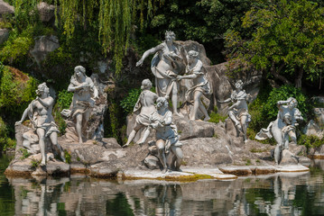 Fototapeta na wymiar Diana with its Nymphs, fountain of Royal Palace gardens in Caserta, Italy